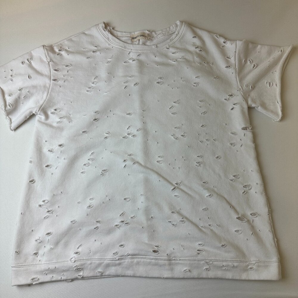 Elizabeth's Closet Shirt Womens Small White Distressed Lightweight Cotton Tee